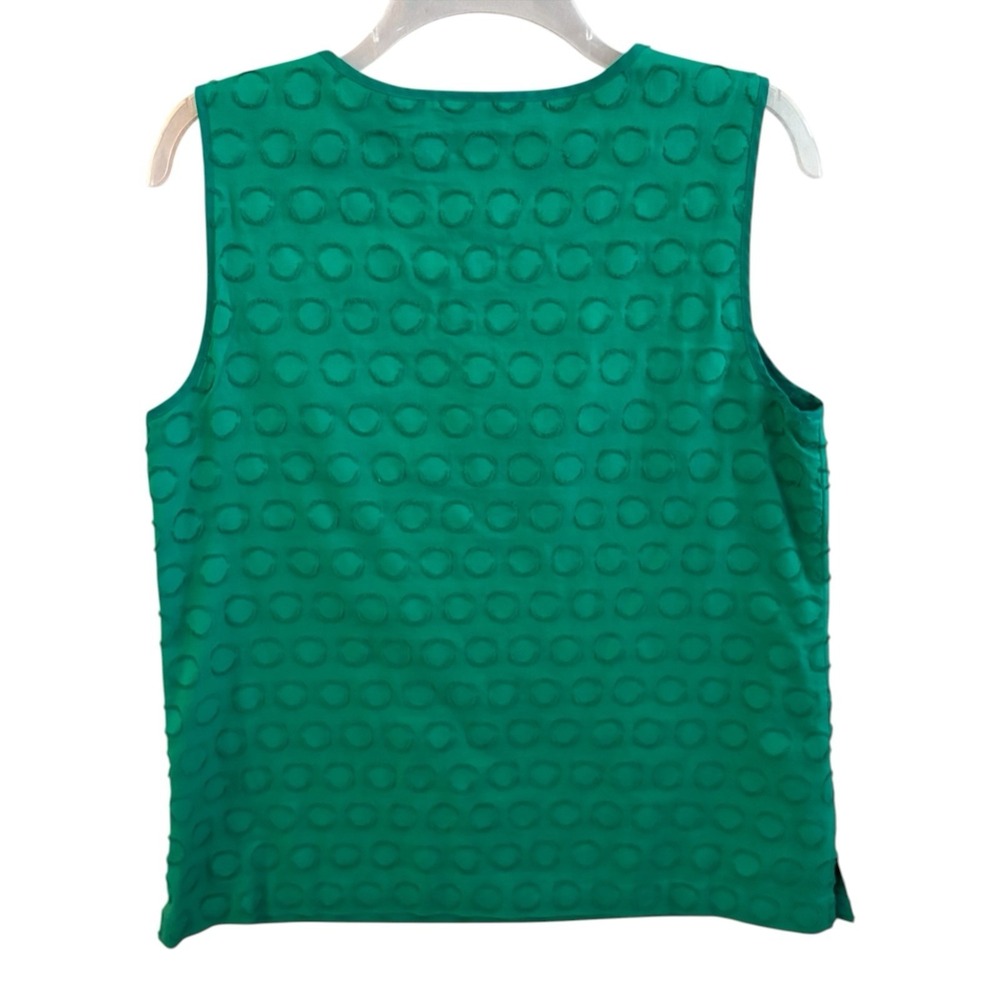 Talbots Green Sleeveless‎ Blouse Womens 10 Textured Dot Cotton Top Side Zip - Picture 2 of 7